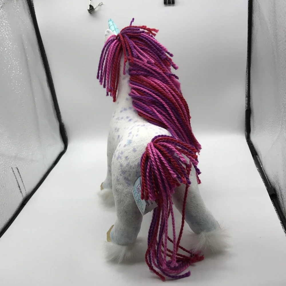 Douglas Toy  UNI the Unicorn Rainbow Yarn Hair Gold Hoofs Embroidered Eyes